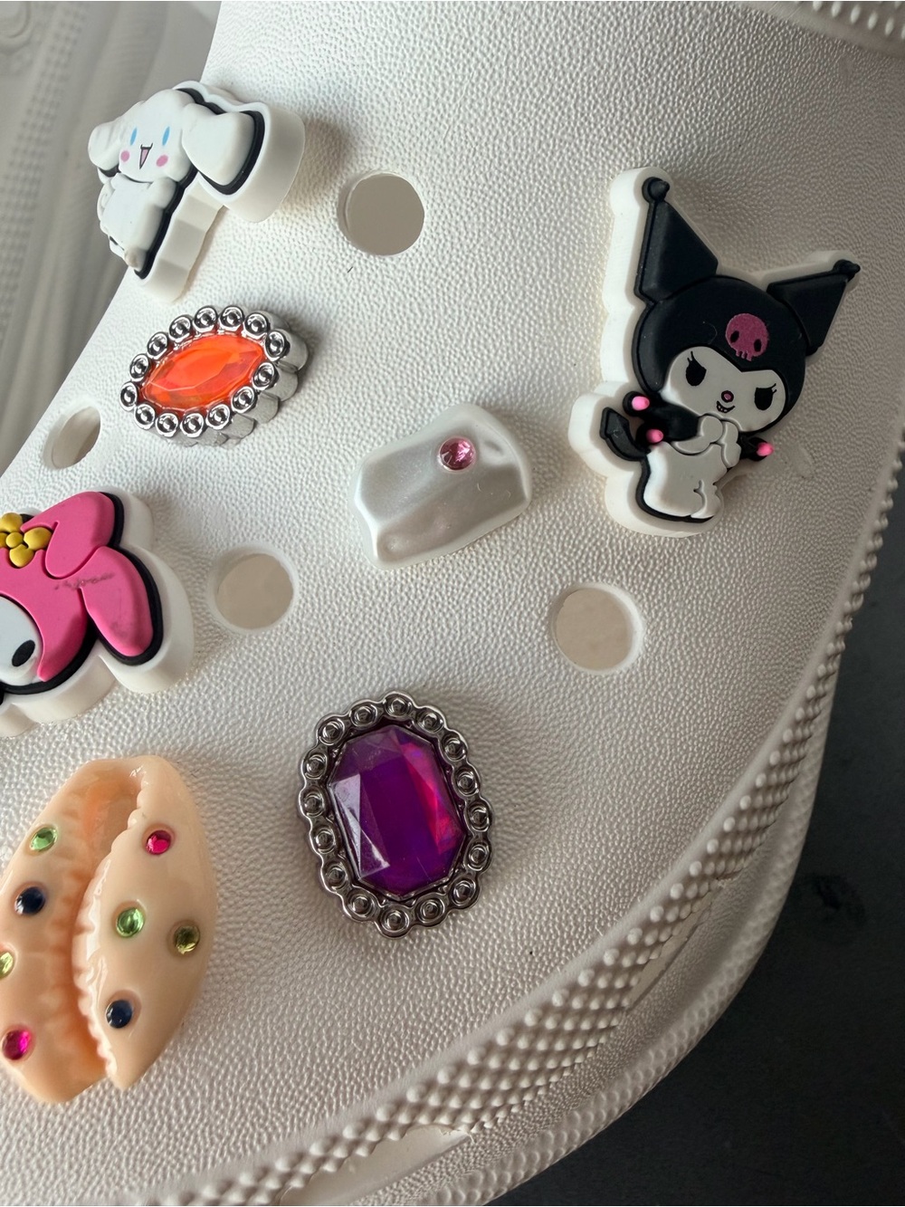 Crocs White Clog Shoes with Cute Character Charms - Picture 12 of 12